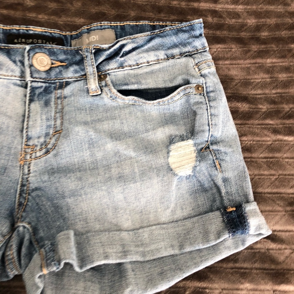 Aeropostale Midi Distressed Jean Shorts Size 2 GUC - Picture 5 of 8